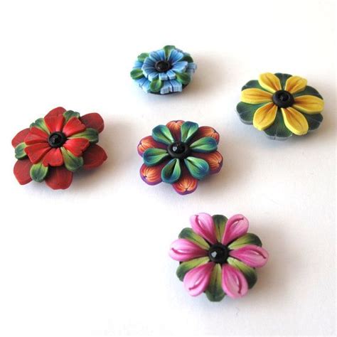 Flower Magnets Flower Magnets Etsy Polymer Clay