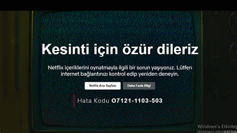 Netflix çöktü mü neden açılmıyor 07121 1103 503 hata kodu ne demek