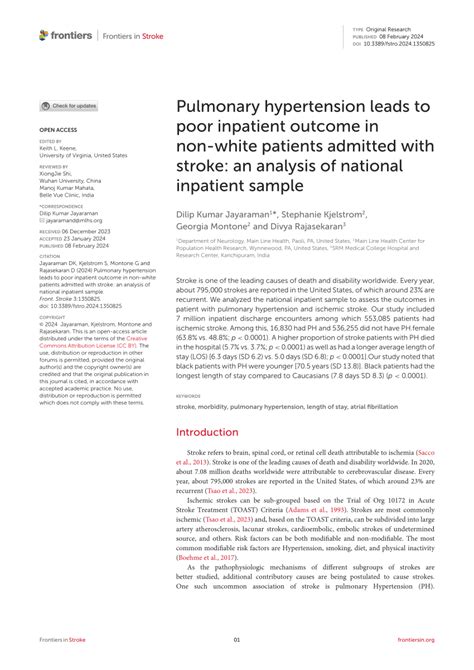 Pdf Pulmonary Hypertension Leads To Poor Inpatient Outcome In Non