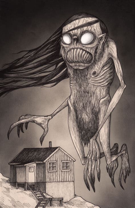 John Kenn Mortensen Gr Nlandsmonster Format Artspace Scary Art