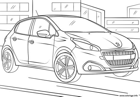 Coloriage Voiture Peugeot 208 JeColorie