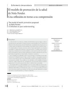 El Modelo De Promoci N De La Salud De Nola Pender Una El Modelo