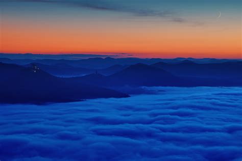 Moon Setting Behind The Palatinate Forest Mountain Range Flickr