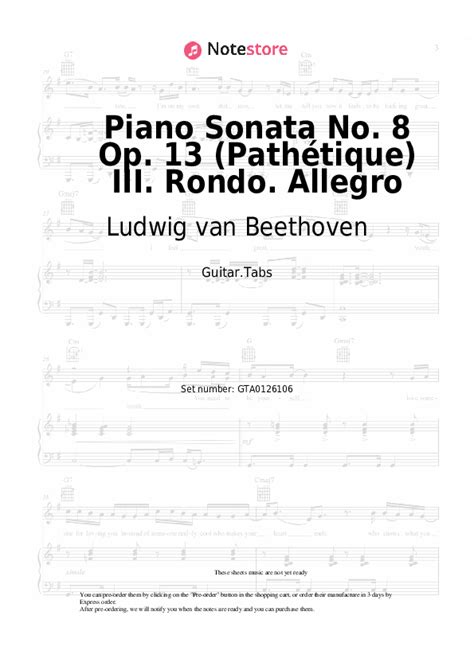 Ludwig Van Beethoven Piano Sonata No 8 Op 13 Pathétique Iii Rondo Allegro Guitar Chords