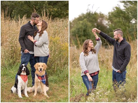 Fall Engagement Session at Shaker Village With Dogs in Harrodsburg, KY