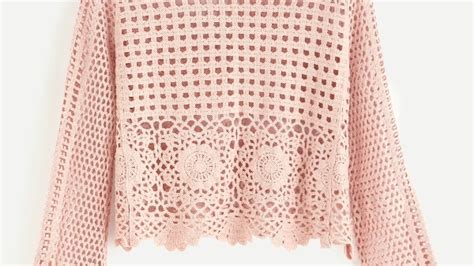 Pink Eyelet Crochet Blouse Knittting Crochet