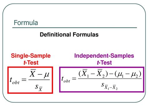 One Sample T Test Formula