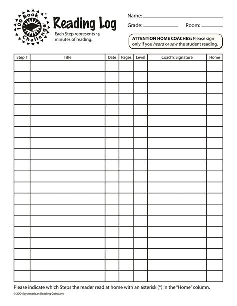 Free Printable Reading Log Worksheets