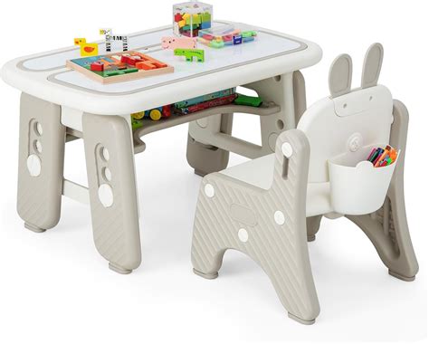 COSTWAY Set Tavolo E Sedia Per Bambini Tavolo E Sedia Per Bambini Con