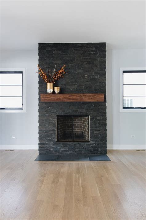 Black Stone Veneer Fireplace