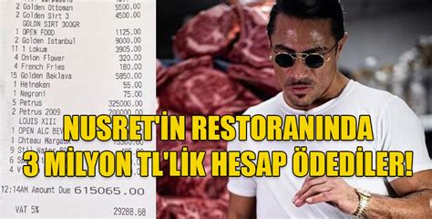 Nusret Gökçe restoranındaki 3 milyon TL lik hesap fişini paylaştı