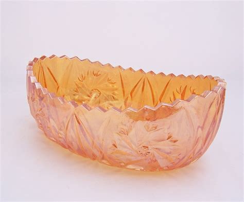 Vintage Iridescent Orange Carnival Glass Bowl Vintage Carnial Etsy