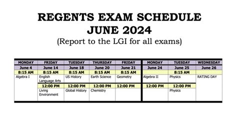 June Regents Exam Schedule Richfield Springs Csd