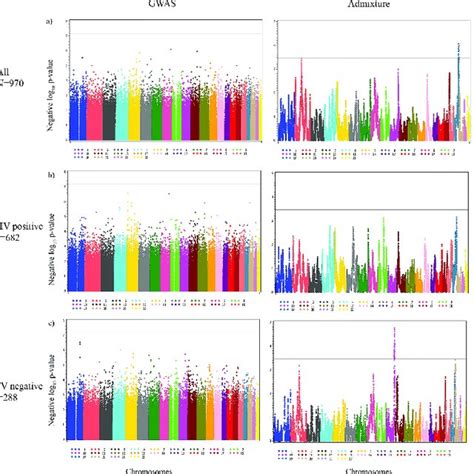 Manhattan Plots For The Genome Wide Association Threshold P Value