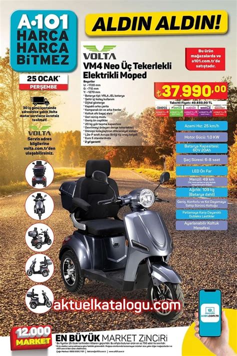 A101 25 Ocak 2024 Volta VM4 Neo 3 Tekerlekli Elektrikli Moped