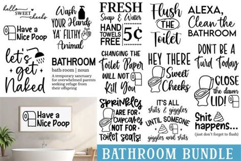 Funny Bathroom Quotes Svg Cutfile Bundle Graphic By Atelier Design