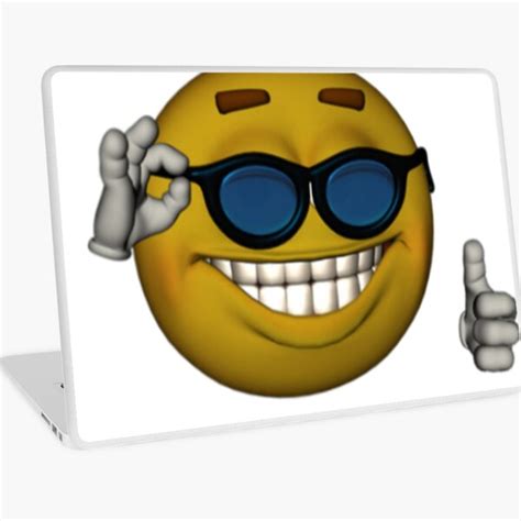 Smiley Face Sunglasses Thumbs Up Emoji Meme Face Laptop Skin For Sale By Obviouslogic Redbubble