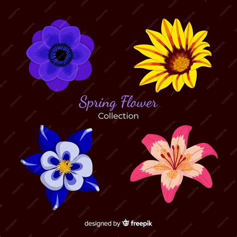 Colección Flores Primavera Dibujadas A Mano Vector Gratis