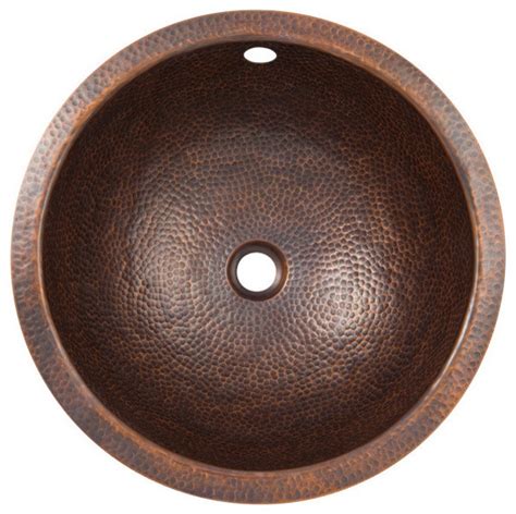 Solid Hand Hammered Copper Small Round Undermount Lavatory Sink