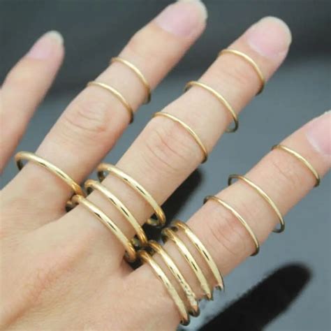 Pcs Gold Silver Punk Rings Stackable Plain Band Above Knuckle Midi