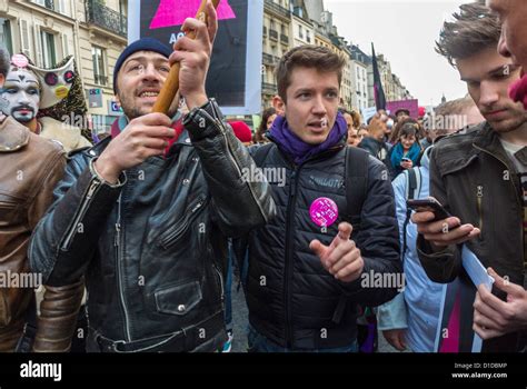 Paris France Large Crowd People Gay Men Act Up Paris Aids Activists