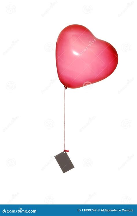 Ballon En Forme De Coeur Rouge De Vol Avec Le Message Image Stock