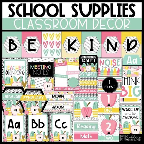 School Supplies Classroom Decor Bundle Easy And Modern Classroom Decorations Etsy Classroom