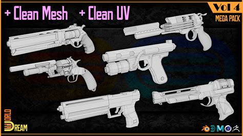 ArtStation - 20 Gun 3D Models with Textures | Game Ready | Vol 4 ...