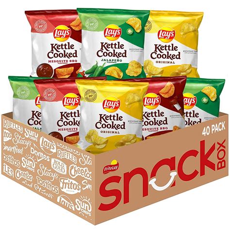 Lay S Kettle Cooked Potato Chips Variety Pack 40 Count