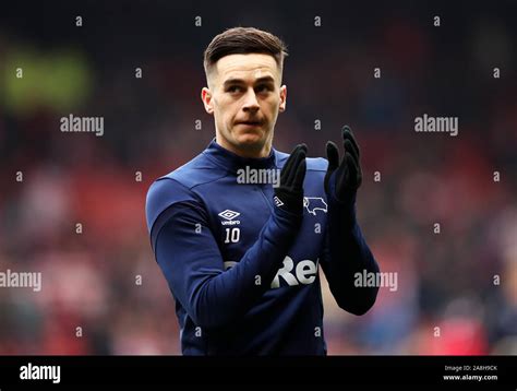 Derby Countys Tom Lawrence Applauds Fans Hi Res Stock Photography And