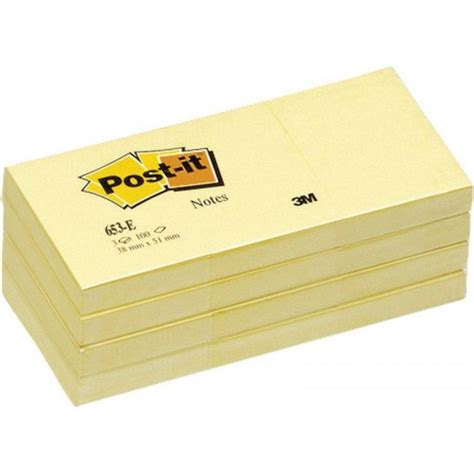 Bloc De Notas Adhesivas 3m Post It 653 38x51 Mm Canary Yellow Pack