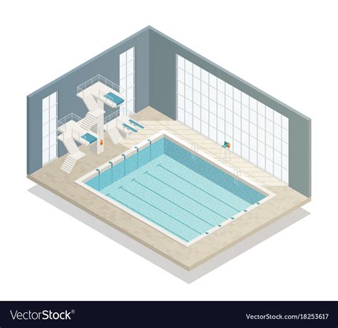 Swimming Pool Indoor Isometric Composition Vector Image