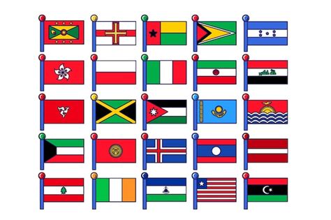 Premium Vector Flag Different Country Icon Collection Set Vector