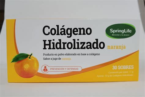 Colágeno Hidrolizado Springlife naranja 2 Pack 60 Sobres Cuotas