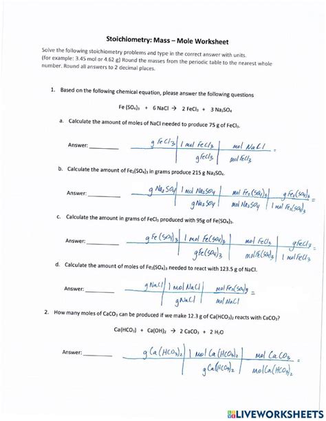 Mole Mass Worksheet Solving Chemical Equations Pdf Worksheets Library