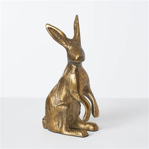 Bronze Aluminum Standing Easter Bunny Rabbit Figurine Decor Darby