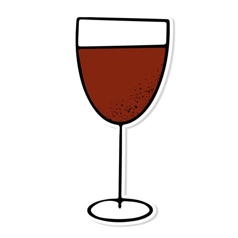 Sticker Glass Of Red Wine Isolated Vector Illustration Minimal Design Red Wine Icon On A White