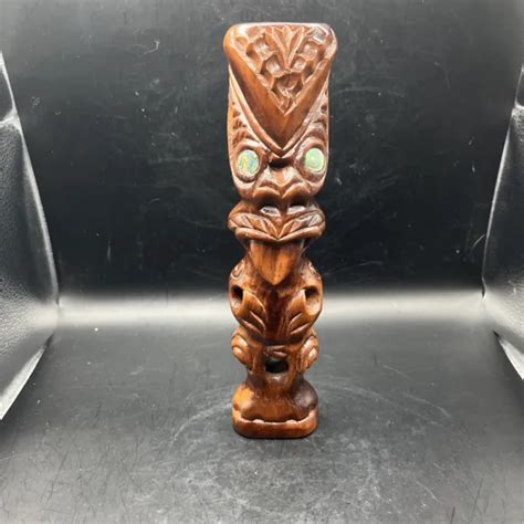 VINTAGE CARVED WOOD Tiki Bar Statue Maori New Zealand Polynesian Art 10