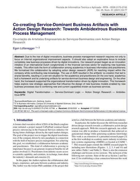 Pdf Co Creating Service Dominant Business Artifacts With Action