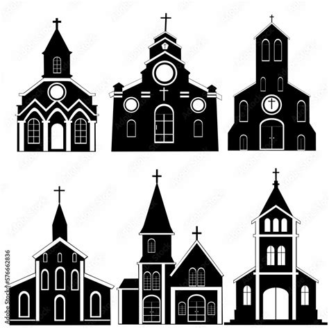 Big Set Of Church Silhouettes Vector Illustration Of Religious