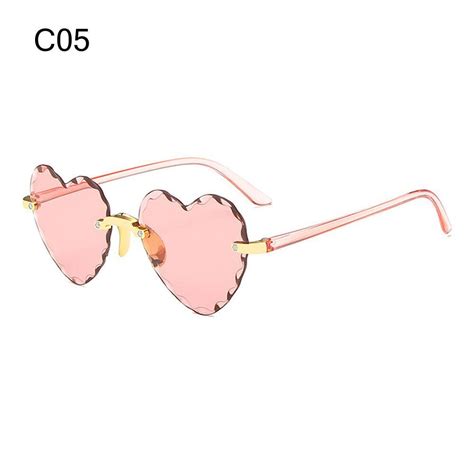 Rimless Cosplay Heart Sunglasses Women Sun Glasses Love Heart