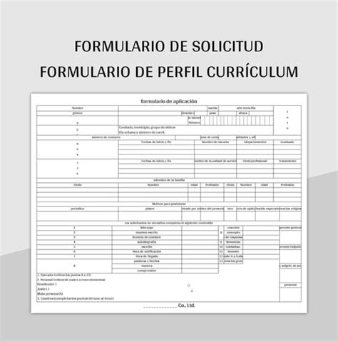 Plantilla De Formato Excel Formulario De Solicitud Formulario De Perfil