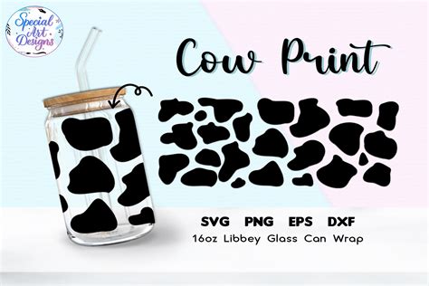 Libbey Cow Print Svg 16oz Graphic By Specialartdigitaldesigns