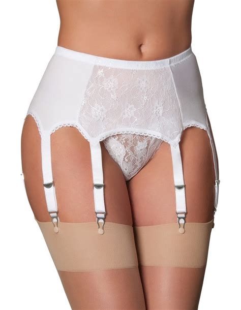 8 Strap Suspender Belt Lace Front Panel Retro Rosie