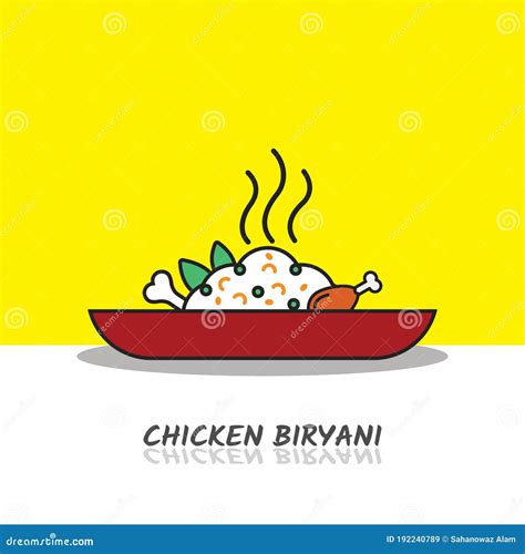 Chicken Biryani Flat Style Vector Illustration Design Indian