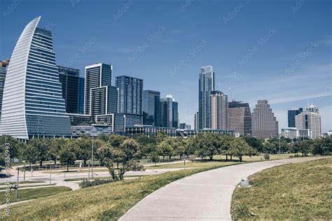 Austin city skyline on a bright day Stock Photo | Adobe Stock