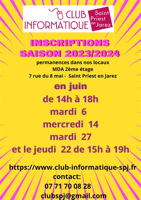 News Inscriptions 2023 2024 Club Informatique Mairie De Saint