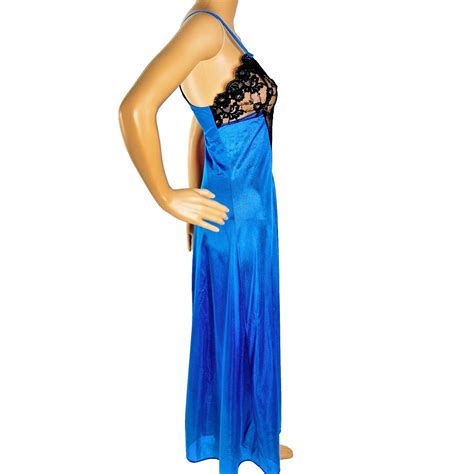 Vintage Lingerie Sexy Blue Black Lace Spaghetti S Gem