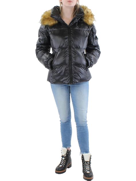 S13 NYC Womens Allie Faux Fur Trim Down Puffer Jacket Walmart