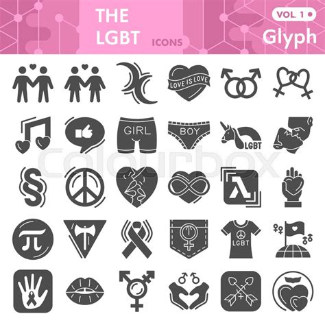 Lgbt Solid Icon Set Gender Symbols Stock Vector Colourbox